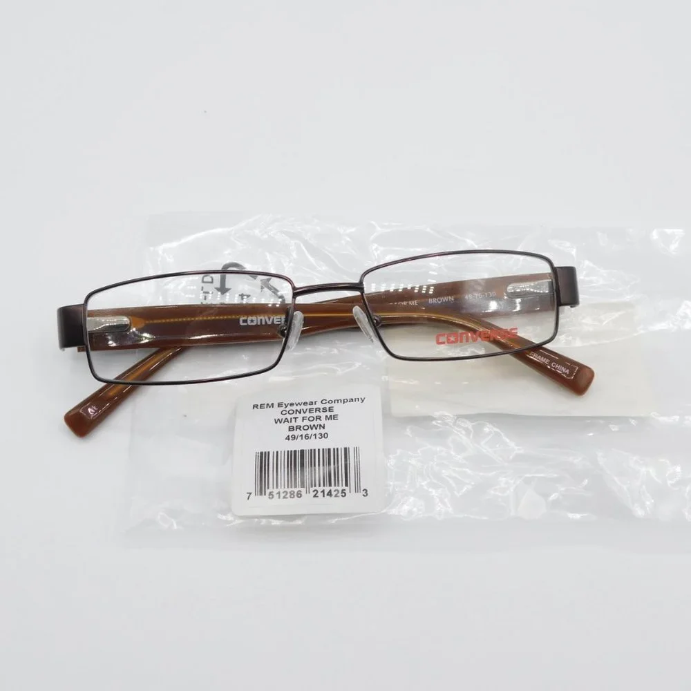 NEW CONVERSE WAIT FOR ME BROWN KIDS TEEN Rectangle EYEGLASSES FRAME 49-1…